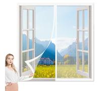 Moustiquaire de Porte Ou Fenetre Magnetique 162 x 135 cm Moustiquaire de Balcon Respirantes Maille Ultra Fine pour Fenêtres Porte, Blanc