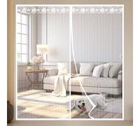 Moustiquaire d'été extra large rayée améliorée, rideau de porte magnétique à fermeture automatique pour animaux de compagnie, conception invisible renforcée et respirante pour porte-écran de chambre,