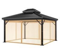 Moustiquaire d'extérieur pour pergola, dimensions 300x300 cm, couleur marron, avec fermeture éclair et sac de transport