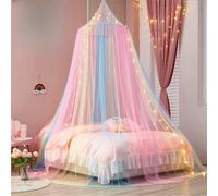Moustiquaire dôme à porte unique, moustiquaire anti-moustiques, moustiquaire pliable couleur arc-en-ciel sans installation, moustiquaire pliante pour lit double Rose