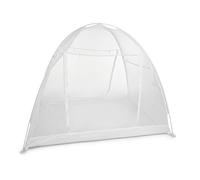 Moustiquaire dôme pop-up lit 2 place 200 x 150 x 150 cm, moustiquaire mobile polyester avec zip, housse rangement - blanc