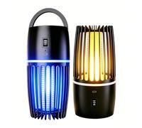 Moustiquaire électrique 360° UV 365 nm, lampe anti-moustiques rechargeable 4000 mAh USB, silencieuse < 35 dB avec veilleuse, appareil anti-moustiques sans produits chimiques pour intérieur et