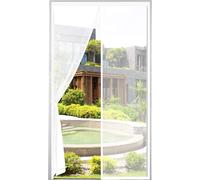 Moustiquaire épaisse Porte Moustiquaire 90x210cm Blanc Rideau magnétique Idéal pour balcon Porte de cave Terrasse Montage adhésif facile pour les enfants