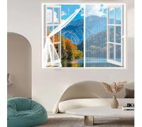 Moustiquaire Fenetre 145 x 120 cm Anti-Moustiques, Fermeture Automatique, Sans Perçage, Maille Fine, Rideau Anti-Moustique pour Porte de Balcon, Porte Cave, Blanc
