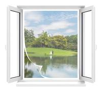 Moustiquaire Fenêtre 60x100cm - DIY, Ajustable & Découpable, Sans Perçage Bande Auto-agrippante, Blanc