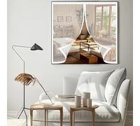 Moustiquaire Fenetre 69 x 116 cm Anti-Moustiques, Fermeture Automatique, Sans Perçage, Maille Fine, Rideau Anti Moustique pour Portes, Différentes Tailles, Blanc