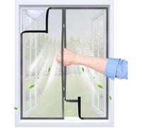Moustiquaire Fenetre Adhésive avec Fermeture Éclair | 75x130 cm | Bande Auto-agrippante Trparent et Gris Clair 75B x 130H cm