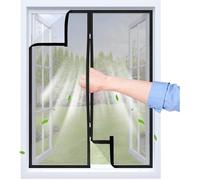 Moustiquaire Fenetre Adhésive avec Fermeture Éclair | 90x125 cm | Bande Auto-agrippante Trparent et Tissu PP Noir 90B x 125H cm