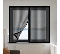 Moustiquaire Fenêtre Aimantée 140 x 155 cm Perçage Maille Ultra Fine Aimantée Auto Adhésif en Maille Amovible, Facile à Installer Adaptée à Toutes Fenêtres, Noir