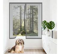 Moustiquaire Fenêtre Aimantée 145 x 175 cm Aimants Puissants Fermeture Rideau de Porte Antimoustique Sans Espace, Amovible, Facile à Installer Adaptée à Toutes Fenêtres, Gris