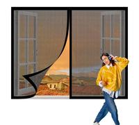 Moustiquaire Fenêtre Aimantée 50 x 130 cm Perçage Maille Ultra Fine Rideaux Anti Mouche Sans Espace, Amovible, Facile à Installer pour Chambre, Couloirs, Porte Patio, Noir