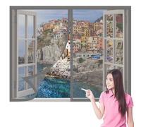 Moustiquaire Fenêtre Aimantée 70 x 145 cm Perçage Maille Ultra Fine Aimantée Auto Adhésif en Maille Installation Facile pour Balcon, Chambre et Salon, Gris