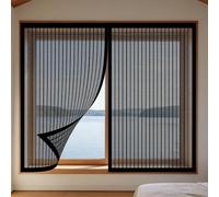 Moustiquaire Fenêtre Aimantée 70 x 75 cm Automatiquementfermé, Sans Percer Anti Mosquito Auto Adhésif Rideau Amovible, Facile à Installer pour Balcon, Chambre et Salon, Noir