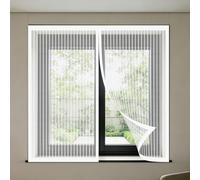 Moustiquaire Fenêtre Aimantée 70 x 75 cm Perçage Maille Ultra Fine Anti Mosquito Auto Adhésif Rideau Amovible, Facile à Installer Adaptée à Toutes Fenêtres, Blanc