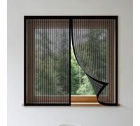 Moustiquaire Fenêtre Aimantée 70 x 75 cm Perçage Maille Ultra Fine Fermeture Automatique Rideau en Maille Amovible, Facile à Installer pour Chambre, Couloirs, Porte Patio, Noir