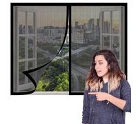 Moustiquaire Fenêtre Aimantée 70 x 95 cm Perçage Maille Ultra Fine Fermeture Automatique Rideau en Maille Amovible, Facile à Installer Adaptée à Toutes Fenêtres, Noir