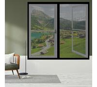 Moustiquaire Fenêtre Aimantée 70 x 95 cm Perçage Maille Ultra Fine Filet Anti Insectes Sans Espace, Amovible, Facile à Installer pour Chambre, Couloirs, Porte Patio, Noir