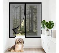 Moustiquaire Fenêtre Aimantée 90 x 135 cm Aimants Puissants Fermeture Rideau de Porte Antimoustique Sans Espace, Amovible, Facile à Installer Adaptée à Toutes Fenêtres, Noir