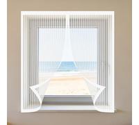 Moustiquaire Fenêtre Aimantée 90 x 135 cm Perçage Maille Ultra Fine Moustiquaire avec Aimants Sans Espace, Amovible, Facile à Installer Adaptée à Toutes Fenêtres, Blanc