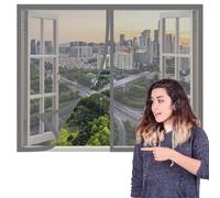 Moustiquaire Fenêtre Aimantée 90 x 180 cm Perçage Maille Ultra Fine Fermeture Automatique Rideau en Maille Amovible, Facile à Installer Adaptée à Toutes Fenêtres, Gris