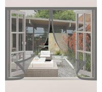 Moustiquaire Fenêtre Aimantée 90 x 180 cm Perçage Maille Ultra Fine Magnétique Moustiquaire Amovible, Facile à Installer Adaptée à Toutes Fenêtres, Gris