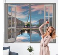 Moustiquaire Fenêtre Aimantée 90 x 180 cm Perçage Maille Ultra Fine Rideaux Anti Mouche Amovible, Facile à Installer pour Chambre, Couloirs, Porte Patio, Gris