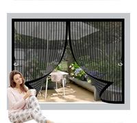 Moustiquaire Fenetre Coulissante 79x114cm Anti-Moustiques, Fermeture Automatique, Sans Perçage, Maille Fine, Aimantée Moustiquaire pour Porte de Balcon, Porte Cave, Noir