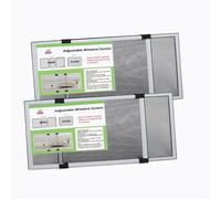 Moustiquaire Fenêtre Coulissante Extensible 25x50 cm (Lot de 2), Jusqu'à 92 cm de Largeur Ajustable - Cadre Aluminium Robuste pour Volet Roulant, Installation Sans Perçage, Toile Fibre de Verre Grise