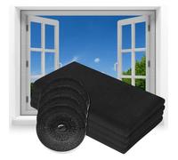 Moustiquaire Fenêtre Enroulable,4Pcs 130x150cm DIY Filet Moustiquaire Auto-Adhésif Découpable,avec 4 Rouleaux Crochet(Noir)