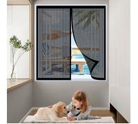 Moustiquaire Fenetre Magnétique 120 x 210cm Maille Ultra Fine, Anti Insecte Rideau Anti Mouche Sans Perçage, Installation Facile