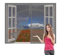 Moustiquaire Fenetre Magnetique 125 x 160 cm Aimants Puissants Fermeture Filet Anti Insectes Installation Facile Adaptée à Toutes Fenêtres, Gris