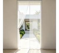 Moustiquaire Fenêtre Magnétique 130 x 160 cm Joint Magnétique de Haut en Bas Rideau de Porte Antimoustique Sans Perçage, Installation Facile pour Porte Exterieur, Balcon, Blanc