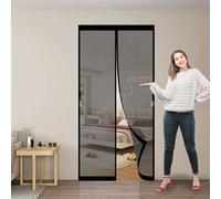 Moustiquaire Fenetre Magnétique 162 x 215 cm Respirantes Maille Ultra Fine Anti-Moustiques Rideau Moustiquaire sur Mesure pour Entree Balcon, Porte Fenetre, Noir