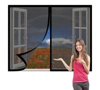 Moustiquaire Fenetre Magnetique 70 x 75 cm Aimants Puissants Fermeture Filet Anti Insectes Installation Facile Adaptée à Toutes Fenêtres, Noir