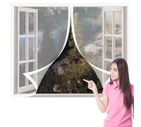 Moustiquaire Fenetre Magnetique 70 x 75 cm Aimants Puissants Fermeture Moustiquaire pour Fenêtre Amovible, Facile à Installer pour Balcon, Chambre et Salon, Blanc