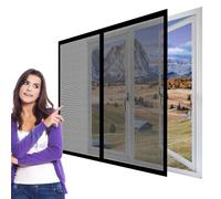Moustiquaire Fenetre Magnetique 70 x 75 cm Perçage Maille Ultra Fine Moustiquaire avec Aimants Amovible, Facile à Installer pour Balcon, Chambre et Salon, Noir