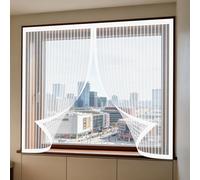 Moustiquaire Fenetre Magnetique 70 x 75 cm Perçage Maille Ultra Fine Moustiquaire Porte Fenetre Installation Facile Adaptée à Toutes Fenêtres, Blanc