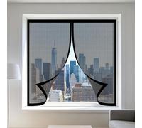 Moustiquaire Fenetre Magnetique 70 x 75 cm Perçage Maille Ultra Fine Rideaux Anti Mouche Empêche Les Insectes, Les Mouches et Moustiques Adaptée à Toutes Fenêtres, Noir