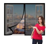 Moustiquaire Fenetre Magnetique 90 x 180 cm Aimants Puissants Fermeture Moustiquaire pour Fenetre Amovible, Facile à Installer pour Balcon, Chambre et Salon, Noir