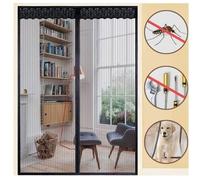 Moustiquaire Fenetre Porte 160x230CM Rideau Anti Mouche Insectes Aimantée Bande Adhésive Blanche Fermeture Magnetique I