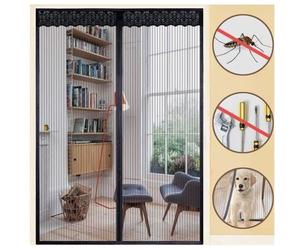 Moustiquaire Fenetre Porte 160x230CM Rideau Anti Mouche Insectes Aimantée Bande Adhésive Blanche Fermeture Magnetique I