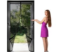 Moustiquaire Fenêtre Rideau 90 x 180 cm avec Fermeture Automatique Rideaux Aimantée Sans Percage Sans Perçage Convient Aux Balcons, Caves et Chambres, Noir