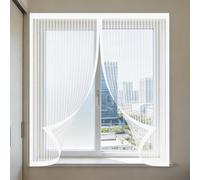 Moustiquaire Fenêtre Sans Perçage 125 x 160 cm Automatiquementfermé, Sans Percer Filet Anti Insectes Amovible, Facile à Installer Adaptée à Toutes Fenêtres, Blanc