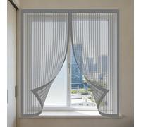 Moustiquaire Fenêtre Sans Perçage 140 x 155 cm Automatiquementfermé, Sans Percer Filet Anti Insectes Amovible, Facile à Installer Adaptée à Toutes Fenêtres, Gris