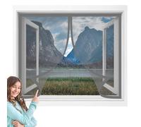 Moustiquaire Fenêtre Sans Perçage 145 x 175 cm Aimants Puissants Fermeture Fermeture Automatique Rideau Porte Amovible, Facile à Installer pour Balcon, Chambre et Salon, Gris