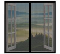 Moustiquaire Fenêtre Sans Perçage 70 x 130 cm Aimants Puissants Fermeture Moustiquaire avec Aimants Installation Facile pour Chambre, Couloirs, Porte Patio, Noir