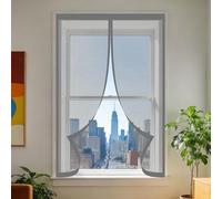 Moustiquaire Fenêtre Sans Perçage 70 x 145 cm Aimants Puissants Fermeture Rideau Magnétique Anti Moustique Amovible, Facile à Installer pour Balcon, Chambre et Salon, Gris