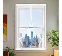 Moustiquaire Fenêtre Sans Perçage 70 x 145 cm Aimants Puissants Fermeture Rideau Magnétique Anti Moustique Amovible, Facile à Installer pour Balcon, Chambre et Salon, Blanc