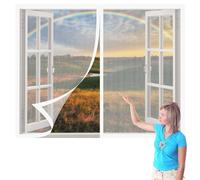 Moustiquaire Fenêtre Sans Perçage 70 x 145 cm Automatiquementfermé, Sans Percer Rideau Anti Moustique Porte Amovible, Facile à Installer pour Chambre, Couloirs, Porte Patio, Blanc