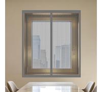 Moustiquaire Fenêtre Sans Perçage 70 x 145 cm Perçage Maille Ultra Fine Fermeture Automatique Rideau en Maille Installation Facile pour Chambre, Couloirs, Porte Patio, Gris